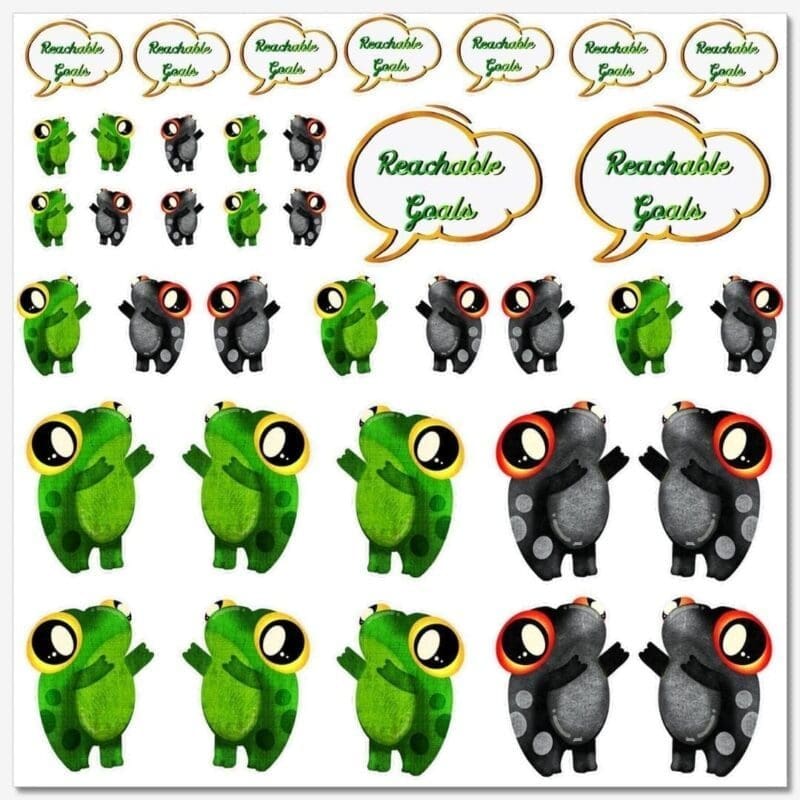 Reachable Goals Kawaii Frog Stickers Sheets