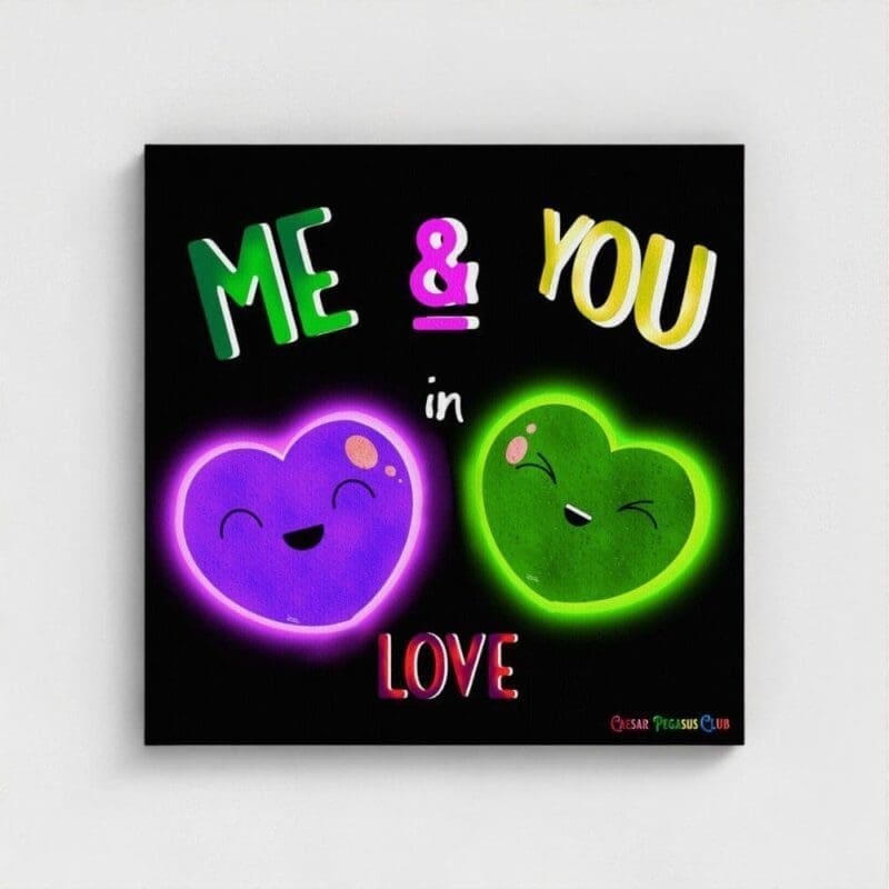 Me & You in Love Kawaii Hearts - Canvas